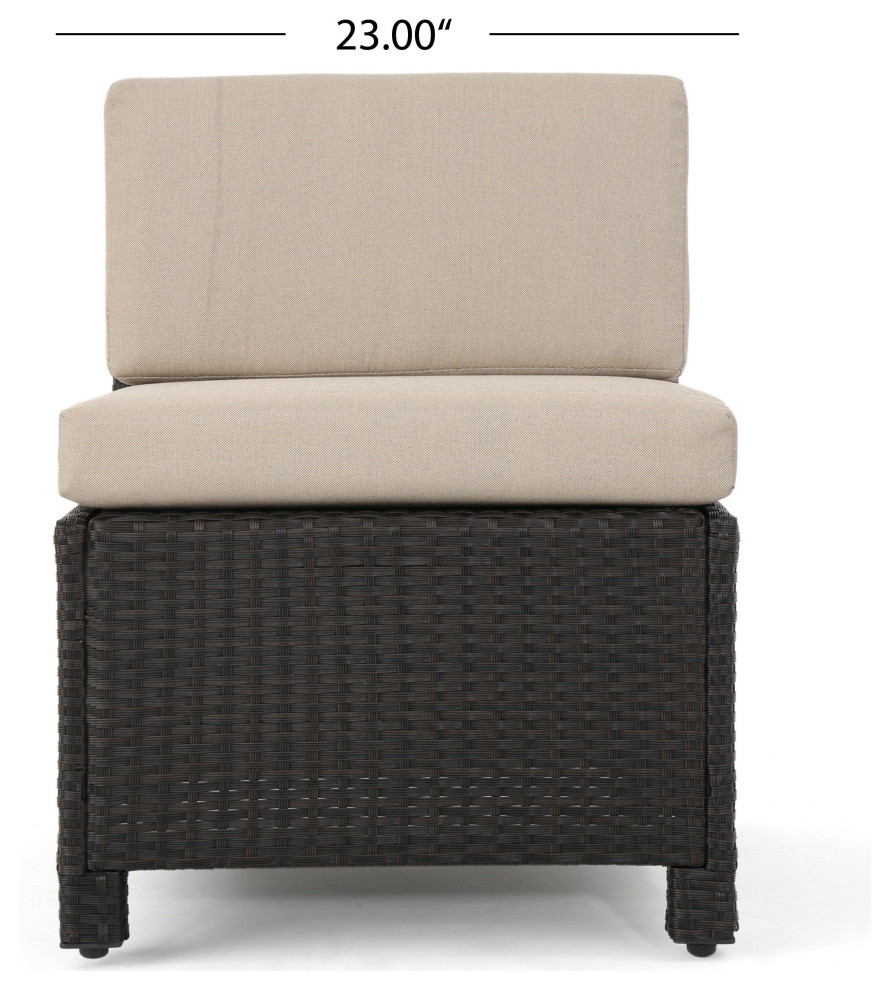 GDF Studio 9 Piece Cardis Brown and Beige Outdoor Wicker Set   Tropical   Outdoor Lounge Sets   by GDFStudio  Houzz