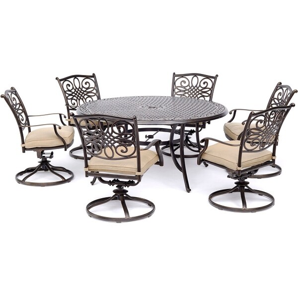 Hanover Traditions Cushioned Aluminum 7piece Outdoor Dining Set