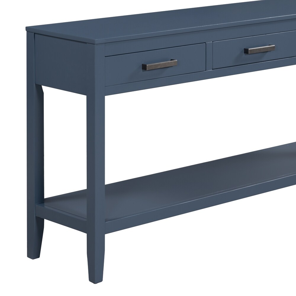 Rustic Blue Console Table Sofa Table 3 Drawer Entryway Table