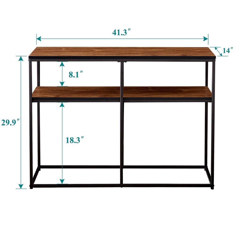 Modern Industrial Sofa Table/TV Stand by VECELO   41.3''Lx14''Wx29.9''H