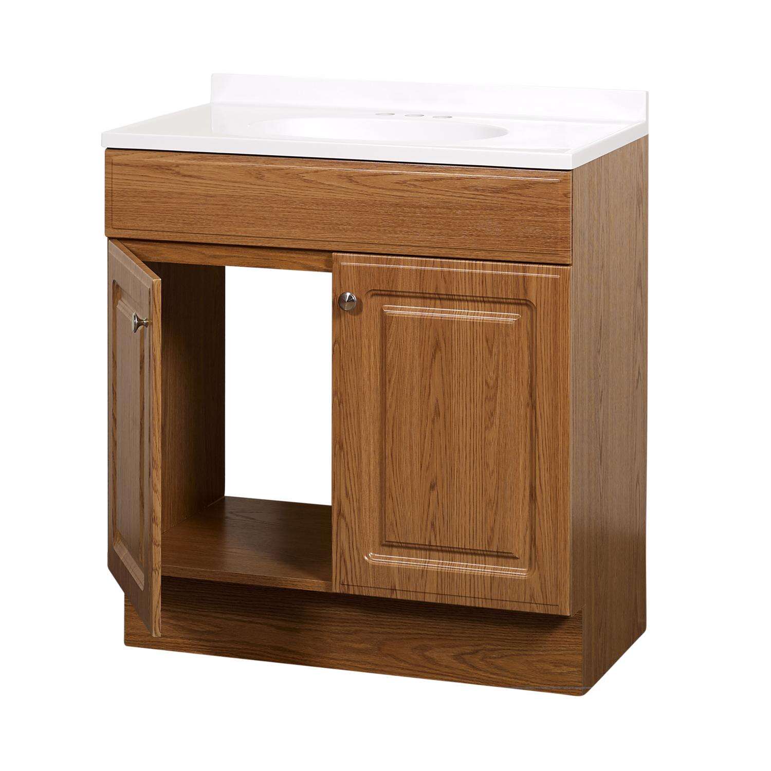 Zenna Home Single Oak Vanity Combo 30 in. W X 18 in. D X 35 in. H