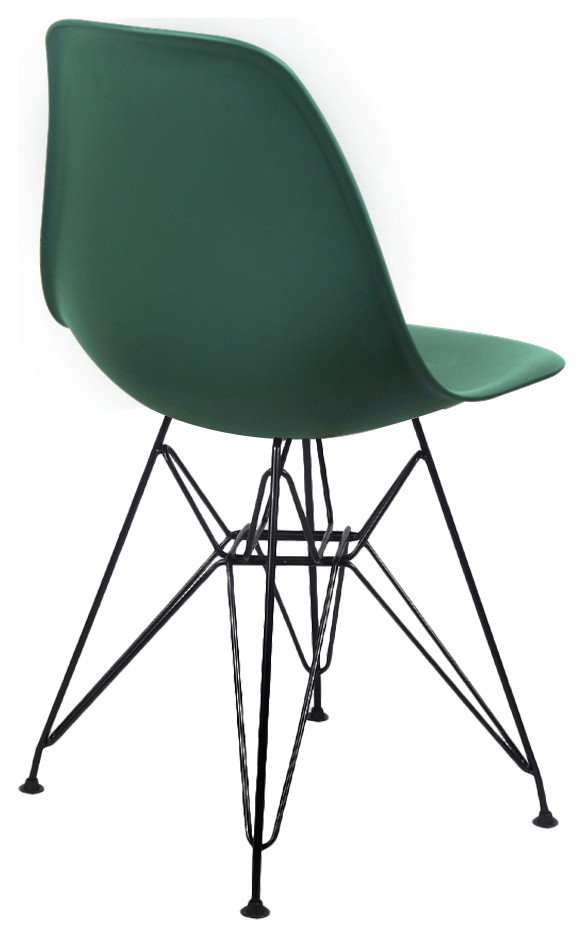 Dark Green Armless Side Dining Chair With Black Metal Legs  Set of 4   Midcentury   Dining Chairs   by specialty imports  Houzz