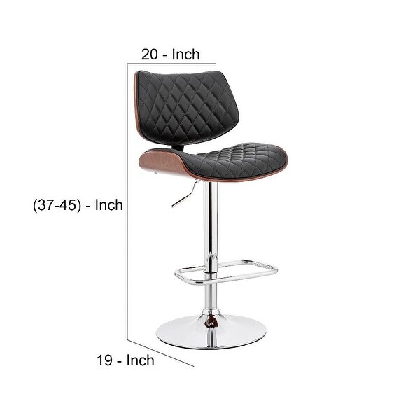 Metal and Faux Leather Adjustable Bar Stool