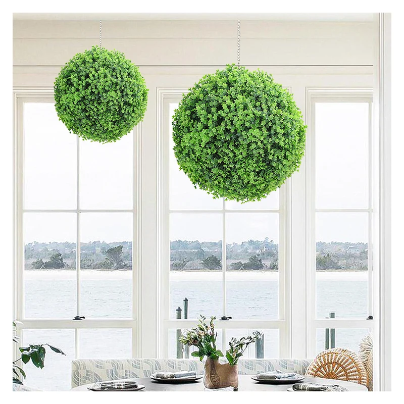 Q51 Chinese Garden Supplies UV Resistance Artificial Plastic Boxwood Topiary Pink Grass Ball for Outdoor Decor