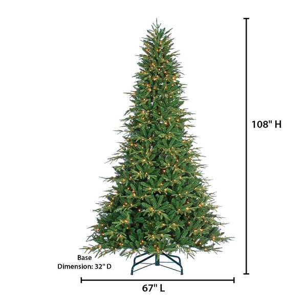 9 Foot Pre Lit Natural Cut Frasier Fir with 1000 Clear Lights