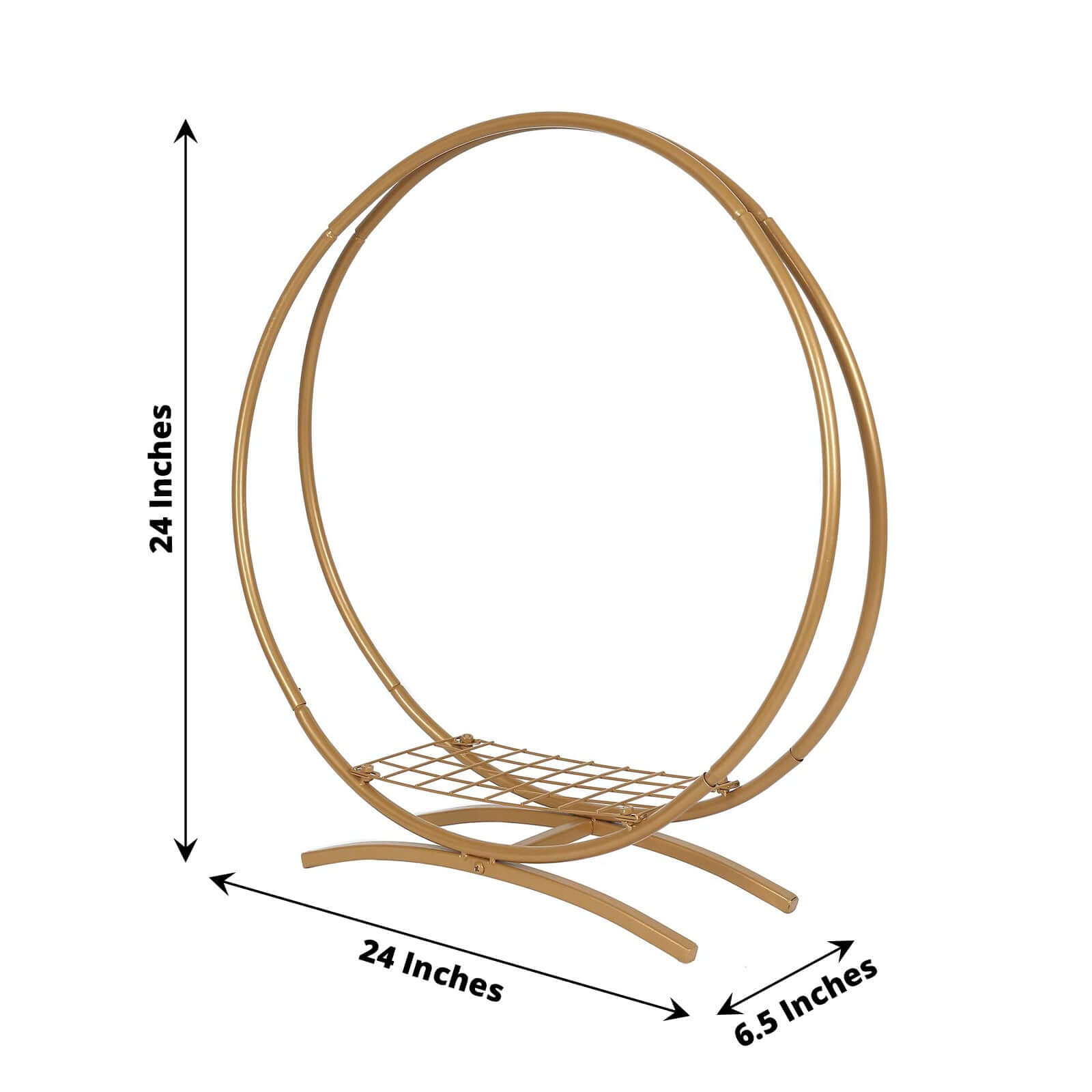 Gold Metal Double Frame Hoop Flower Table Centerpiece, Wedding Cake Display Stand 24