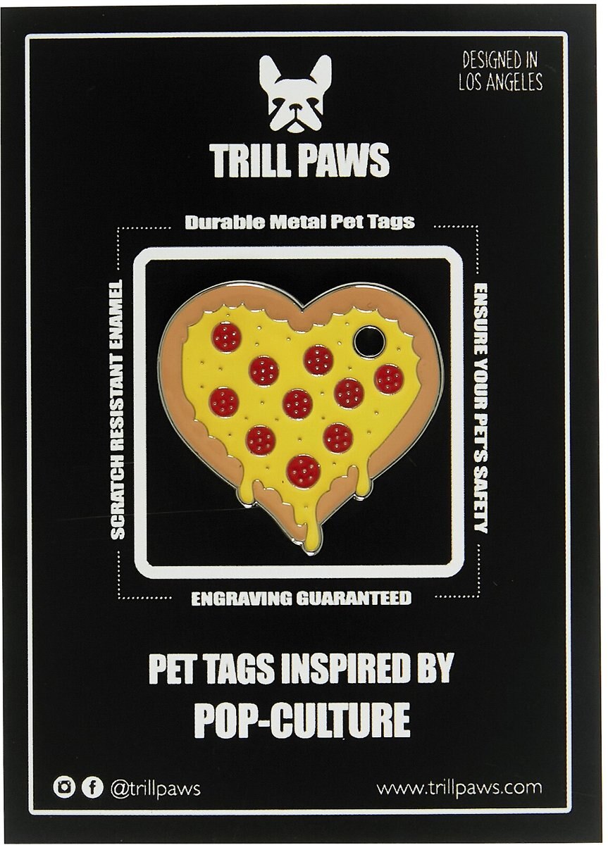 Trill Paws Pizza My Heart Personalized Dog and Cat ID Tag