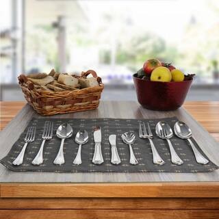 GIBSON ELITE Trevi 45-Piece Silver 1810 Stainless Steel Flatware Set 985113970M