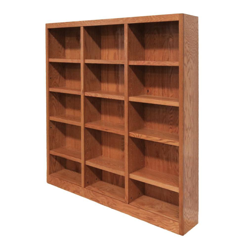 Concepts In Wood 72 in. Dry Oak Wood 15-shelf Standard Bookcase with Adjustable Shelves MI7272-D