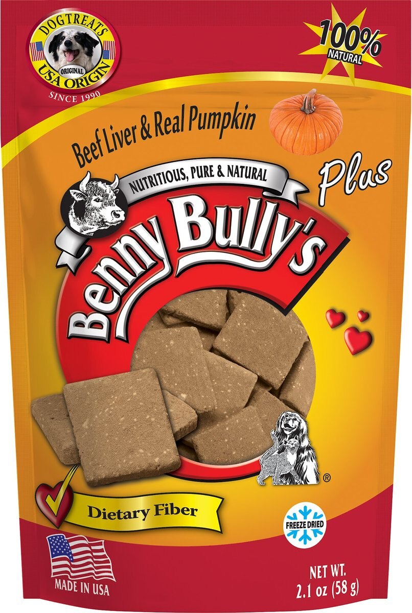 Benny Bullys Plus Beef Liver and Pumpkin Freeze-Dried Dog Treats， 2.1-oz bag