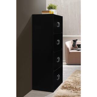 HODEDAH 4-Shelf 54 in. H Black Bookcase with Double Doors HID44 BLACK