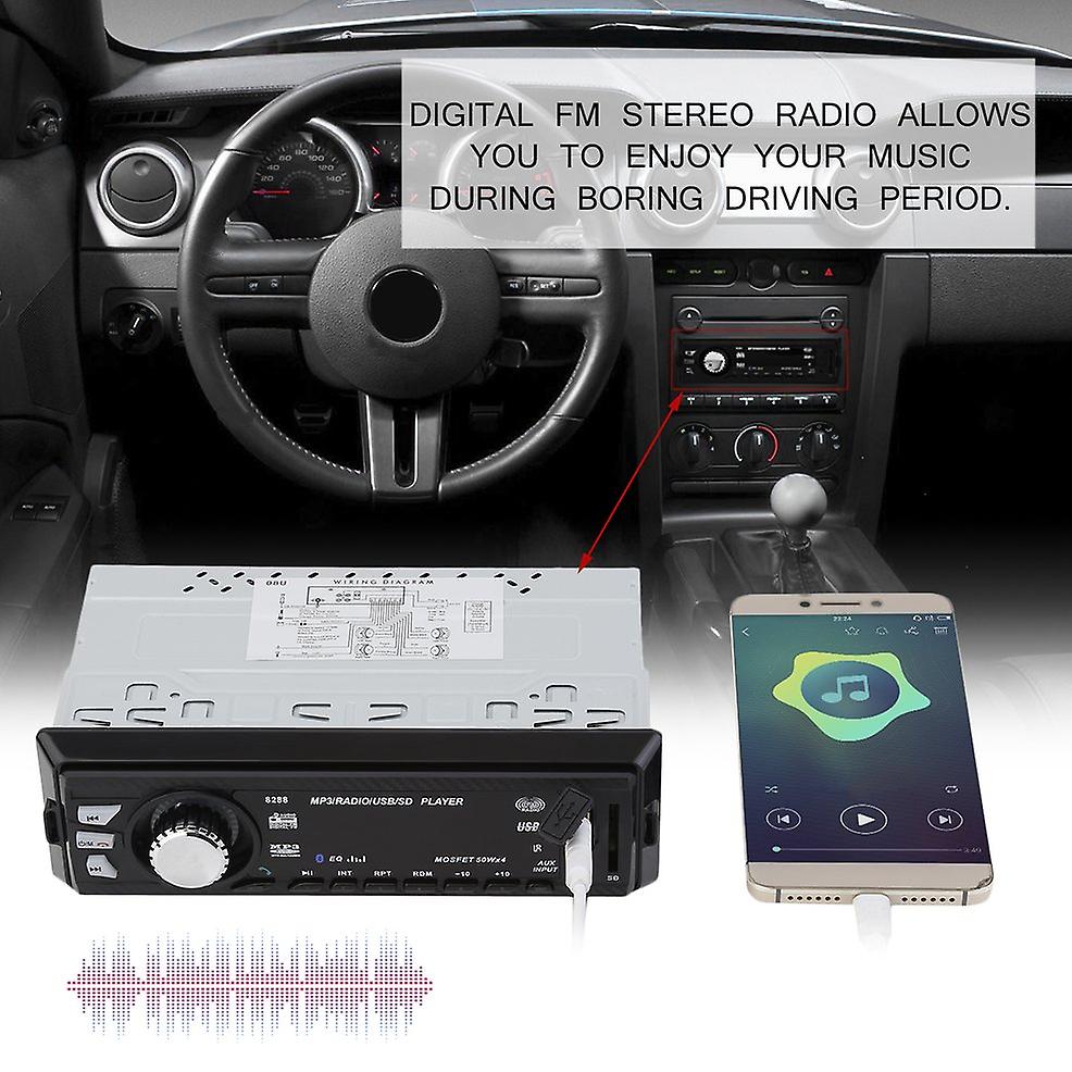 Bluetooth Car Stereo Mp3 Player Usb In-dash Fm Aux Radio Player Eu Plug 8288