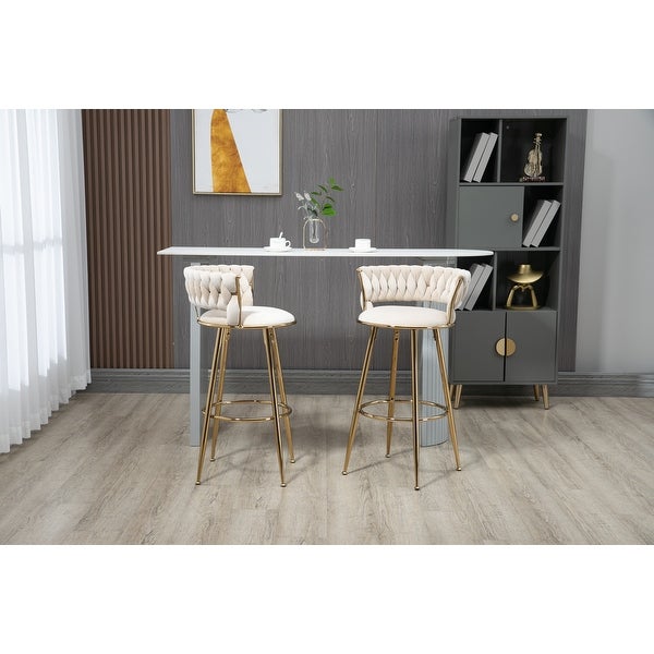 Bar Stools With Back and Footrest Counter Height Bar Chairs for Living Room， Kitchen， Bar Counter(Set Of 2)