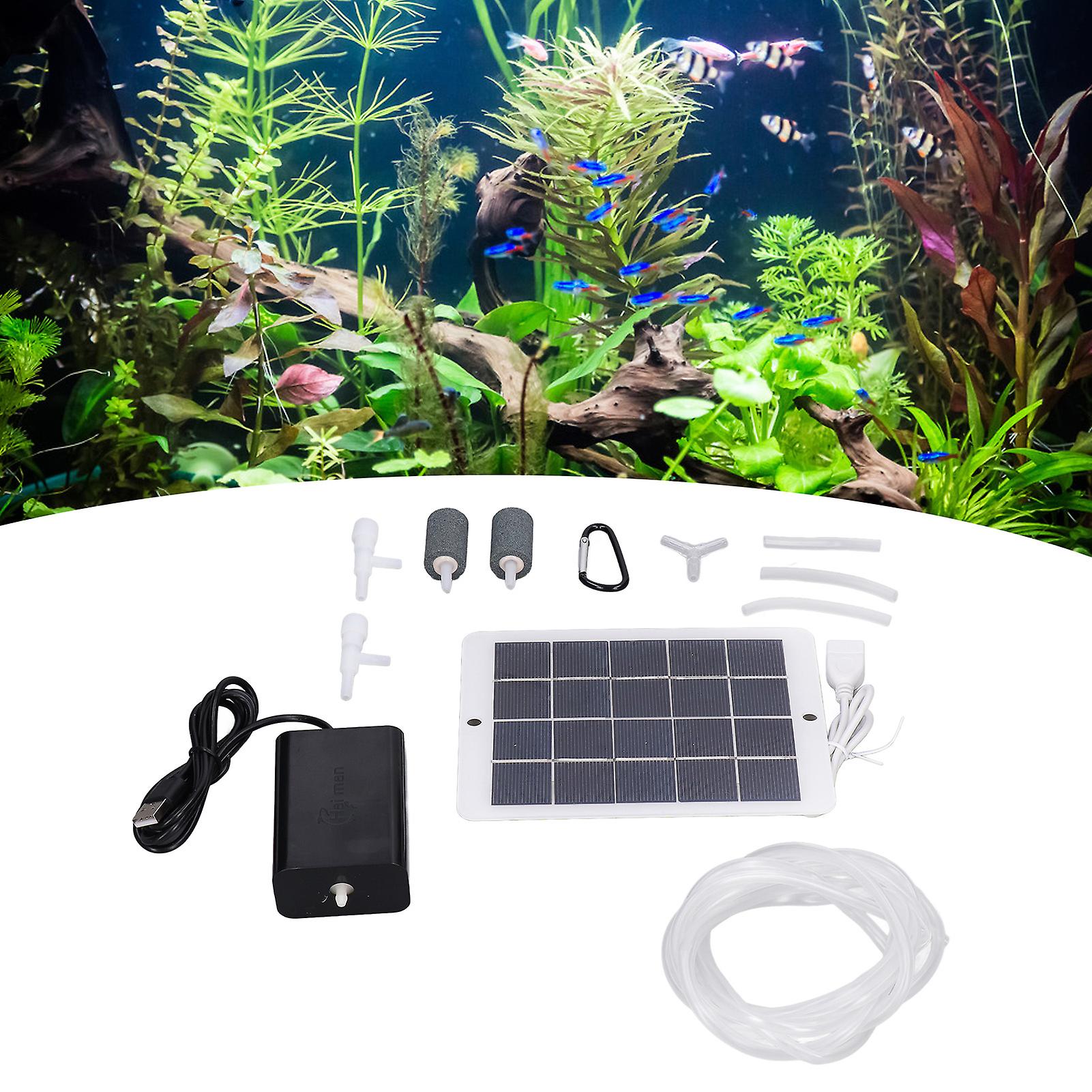 Solar Oxygen Pump， Multi Purpose Rechargeable Air Pump No Noise Portable Fishing Aerator Oxygen Supply For Garden Fish Tank Pool