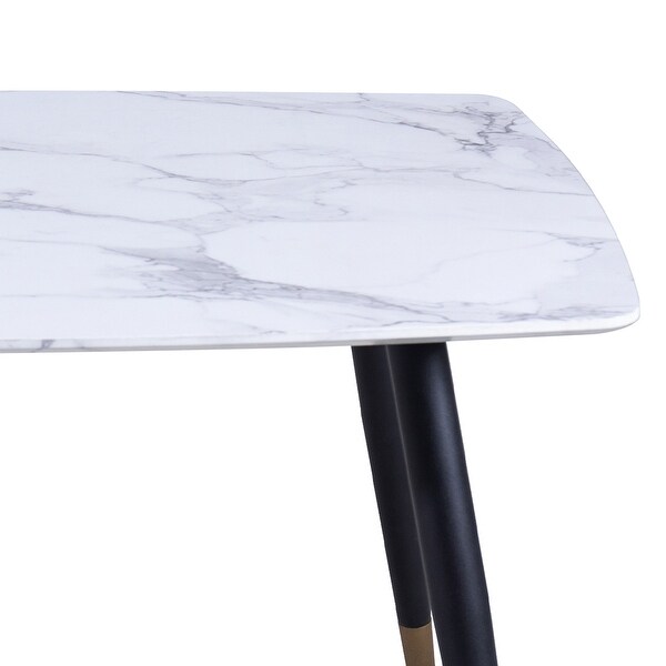 Contemporary MDF and Metal， Faux Marble Finish Rectangular Coffee Table