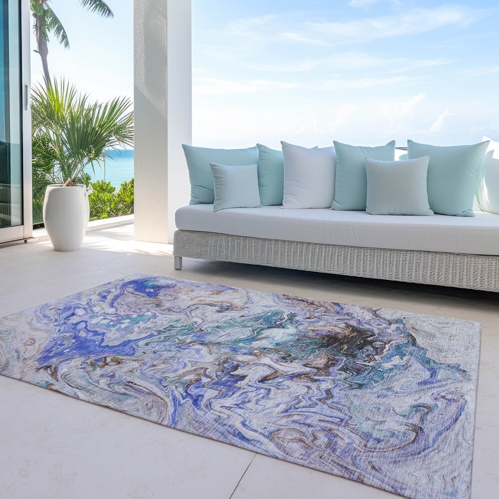 Machine Washable Indoor/ Outdoor Chantille Abstract Contempoary Rug