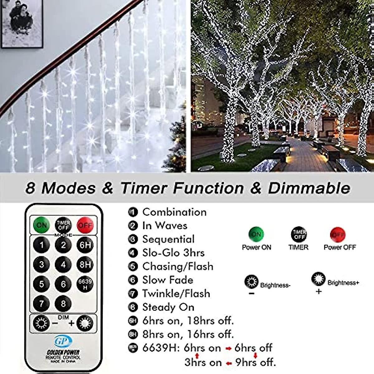 Christmas Lights 20m66ft 200 Led Cool White Christmas Tree Lights For Indoor Outdoor  Fairy Lights Mains Powered Remote Control and Timer Connect