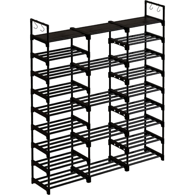 Wowlive 9 tier Large Stackable Metal Shoe Rack Shelf Storage Tower Unit Cabinet Organizer For Closets Fits 50 To 55 Pairs Black