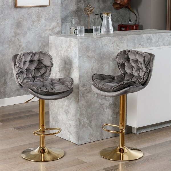 Swivel Velvet Counter Height Adjustable Dining Barstools(Set of 2)