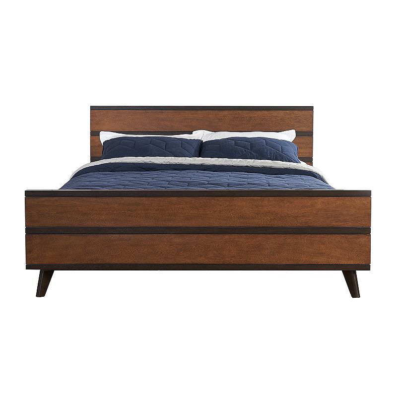 Linon Mid-Century Two-Tone Platform Queen Bed