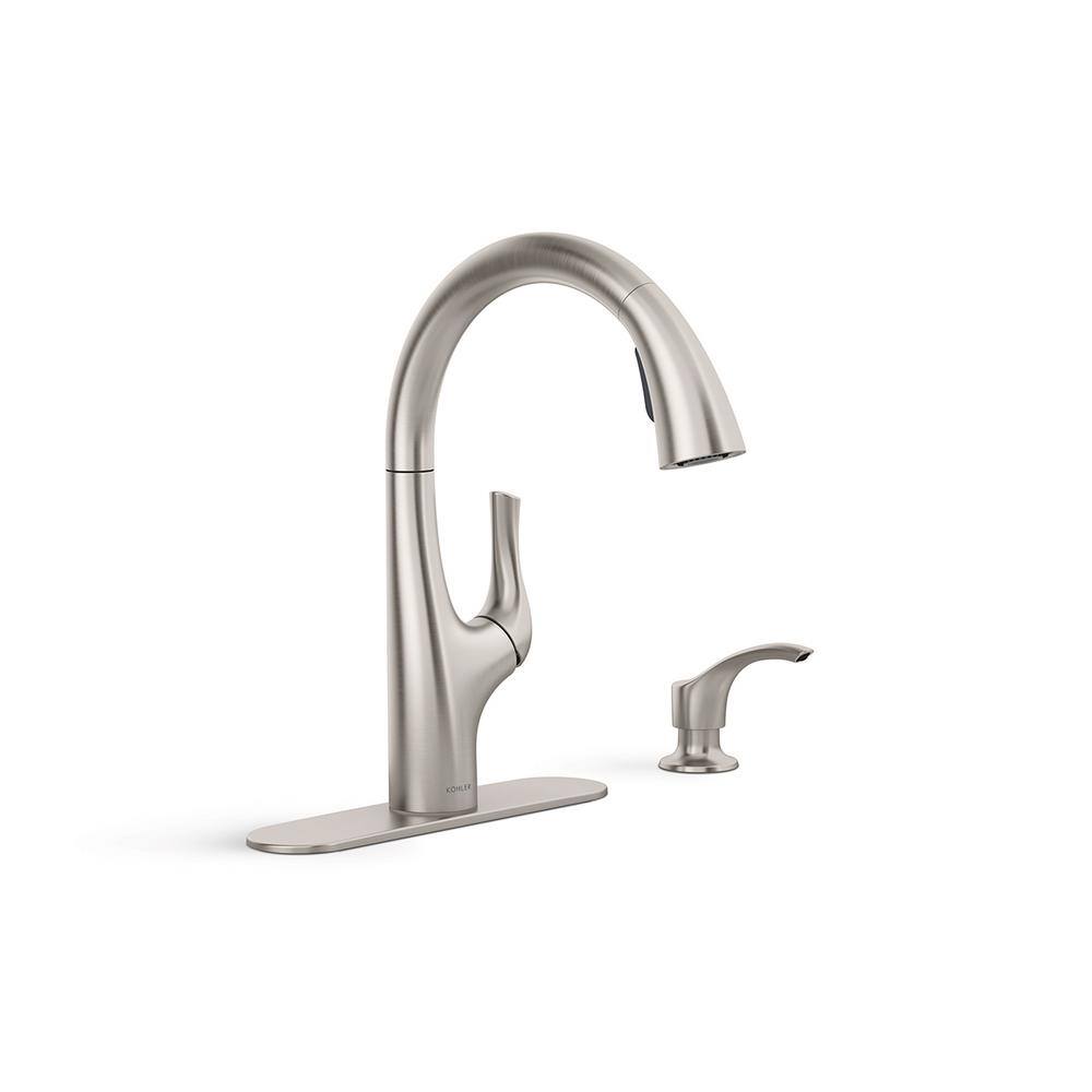 KOHLER Avi Single-Handle Pull Out Sprayer Kitchen Faucet in Vibrant Stainless K-R27141-SD-VS