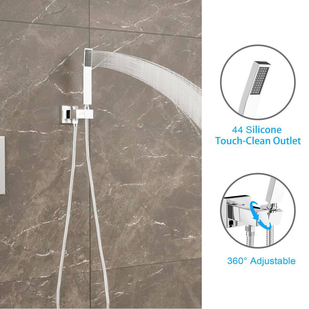 Logmey 2-Spray Patterns with 1.8 GPM 12 in. Ceiling Mount Rain Mixer Shower Combo Dual Shower Heads in Chrome LM-SLF16006Z-CH