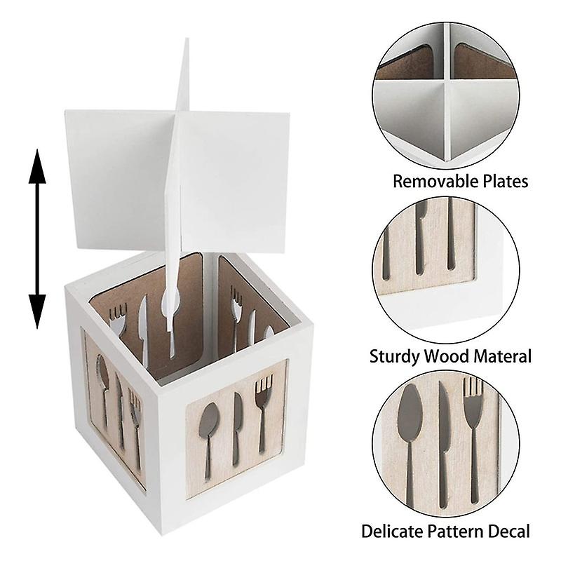 Wooden Utensils Holder Cutlery Kitchen Flatware Cutlery Storage Flatware Caddy Spoons Forks Knifes Chopsticks Organizer