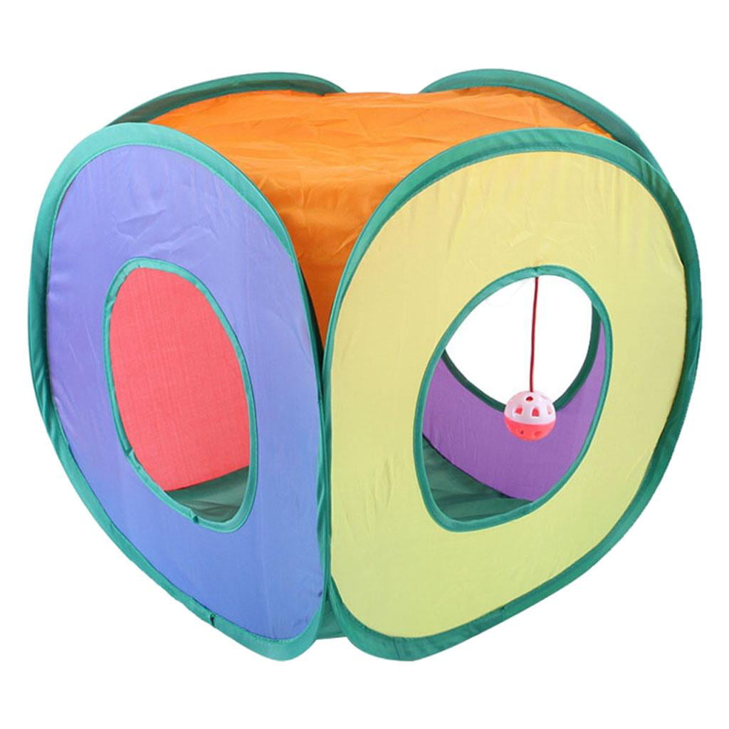 Cat Tunnel， Collapsible Tent Toy， Flexible 3 Holes Covered Funny Square for Outdoor Indoor Rabbit Dogs Cat Toys