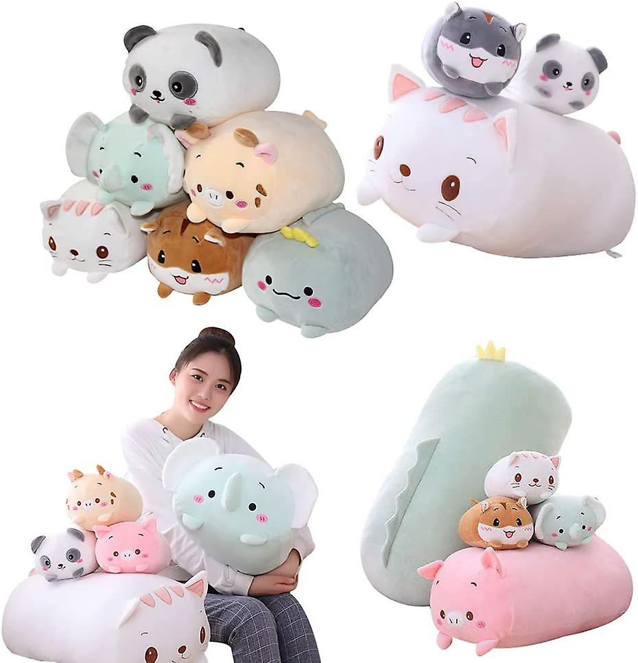 35.5 Inch Cute White Cat Plush Stuffed Animal Cylindrical Body Pillow，super Soft Cartoon Hugging Toy Gifts For Bedding， Kids Sleeping Kawaii Pillow