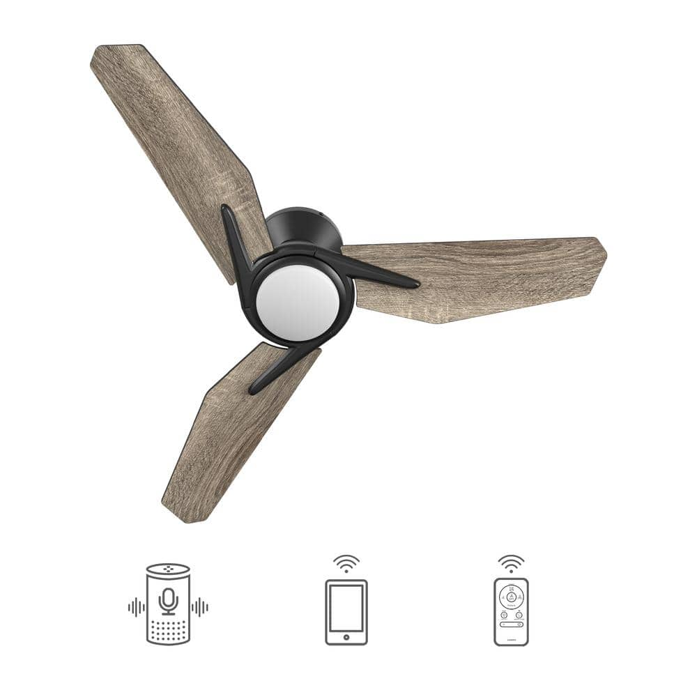 CARRO Tilbury 44 in. Integrated LED IndoorOutdoor Black Smart Ceiling Fan with Light and Remote Works with AlexaGoogle Home HS443J3-L11-BS-1-FM