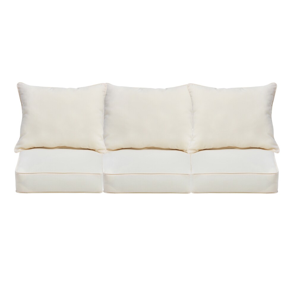 Sorra Home Sloane Ivory Indoor/Outdoor Corded Sofa Cushion Set