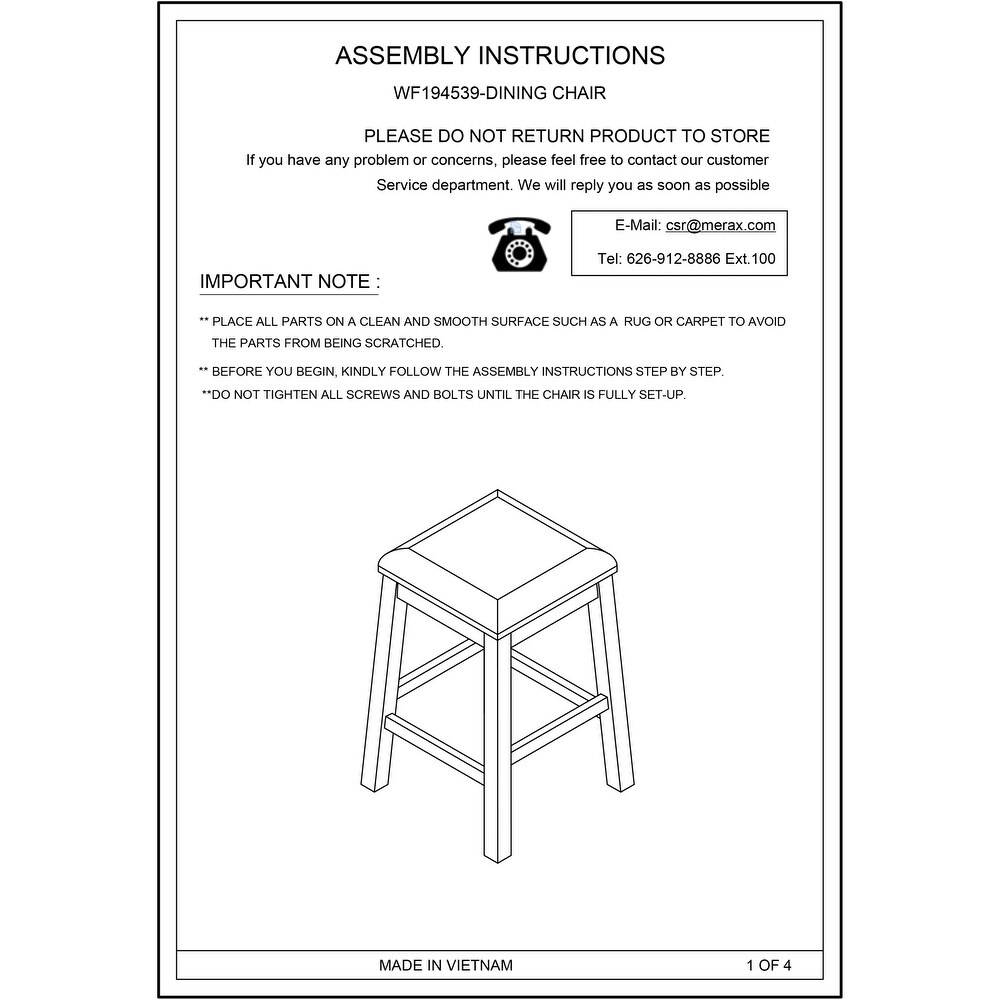 4 Pieces Counter Height Table with Fabric Padded Stools