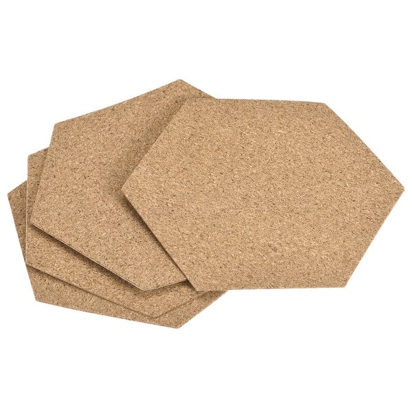 100x85x1mm Hexagon Coasters Cork Cup Mat Pad Adhesive Backed 4pcs - Wood