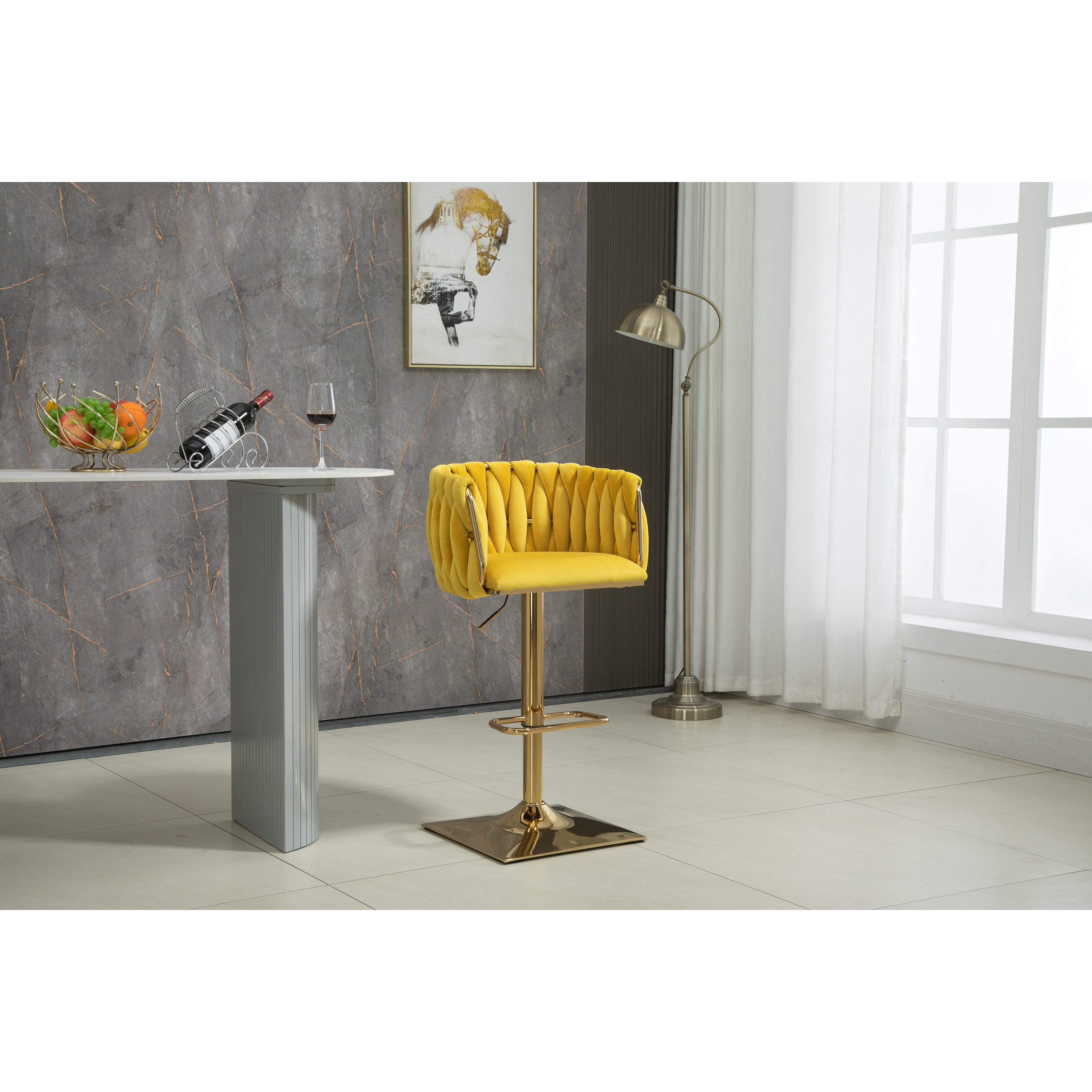 Upholstered Bar Stools with Back and Footrest， Counter Height Dining Chairs