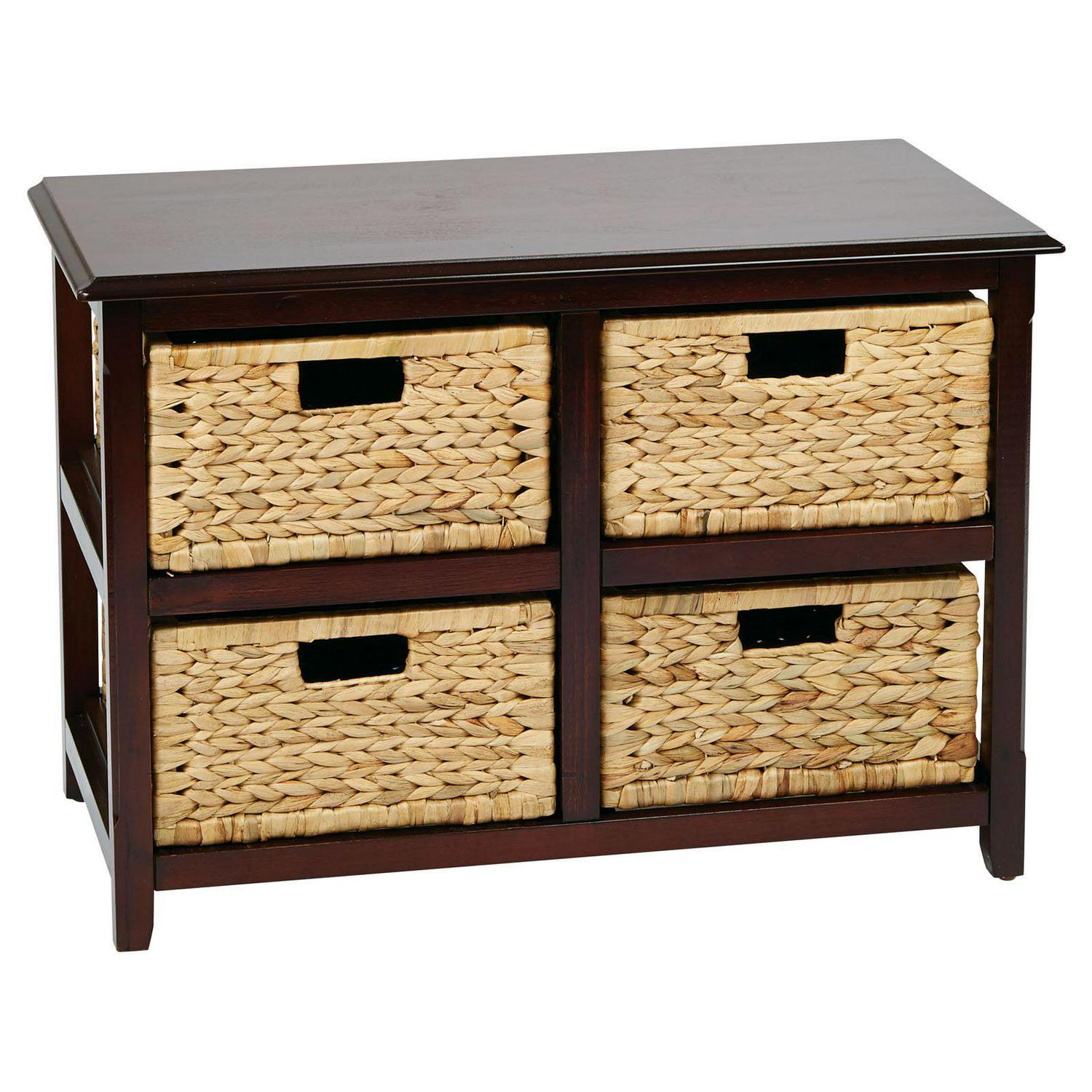 OSP Home Furnishings Seabrook 2 Shelf End Table with 4 Baskets  Crowdfused