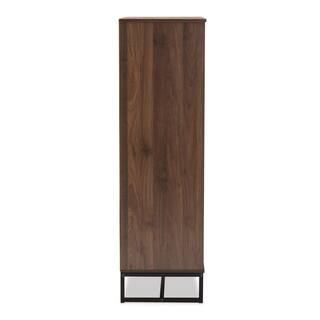 Baxton Studio Neil Walnut Brown and Black Storage Cabinet 178-11215-HD