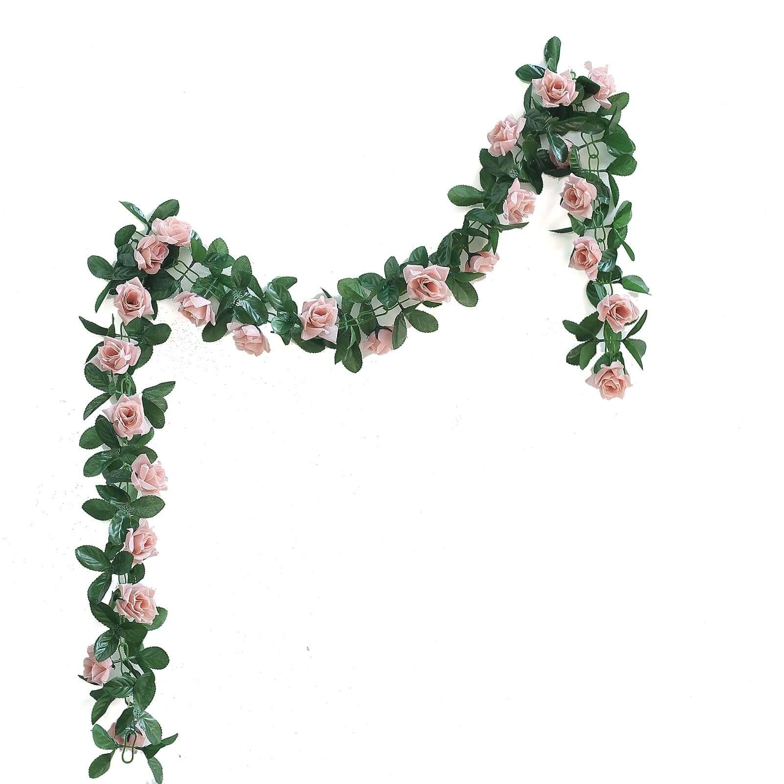 Dusty Rose Artificial Silk Rose Garland UV Protected Flower Chain 6ft