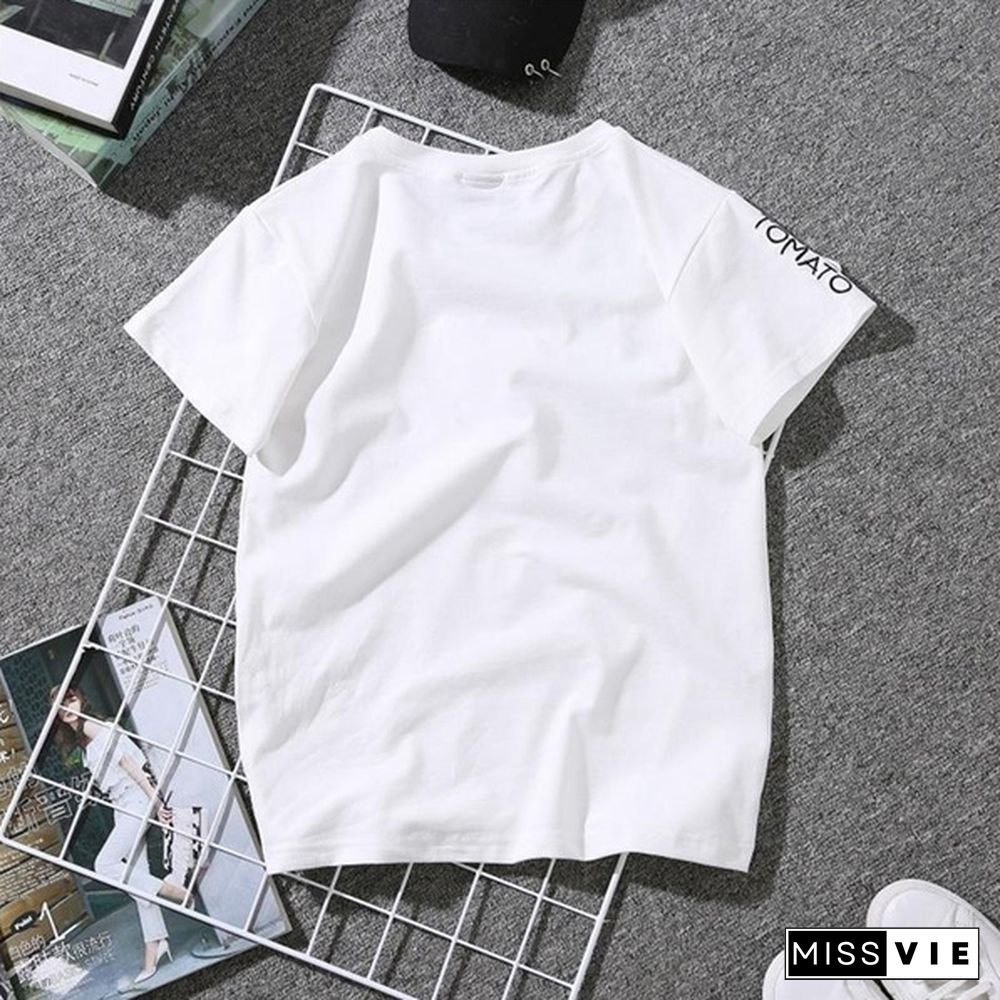 Fashion T Shirt Women Gesture Love Graphic Tees Women Heart Printed Summer Top Korean T-shirt Women