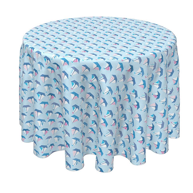 Round Tablecloth， 100% Polyester， 70 Round， Paper Sailboats