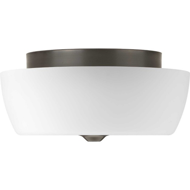 Progress Lighting Leap 2 light Flush Mount Brushed Nickel Etched Glass Shade