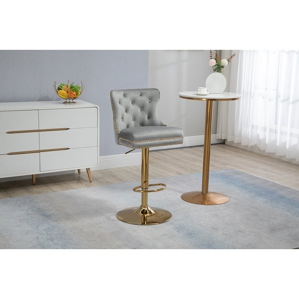 Modern Swivel Barstools Adjustable Height Bar Chairs with Footrest