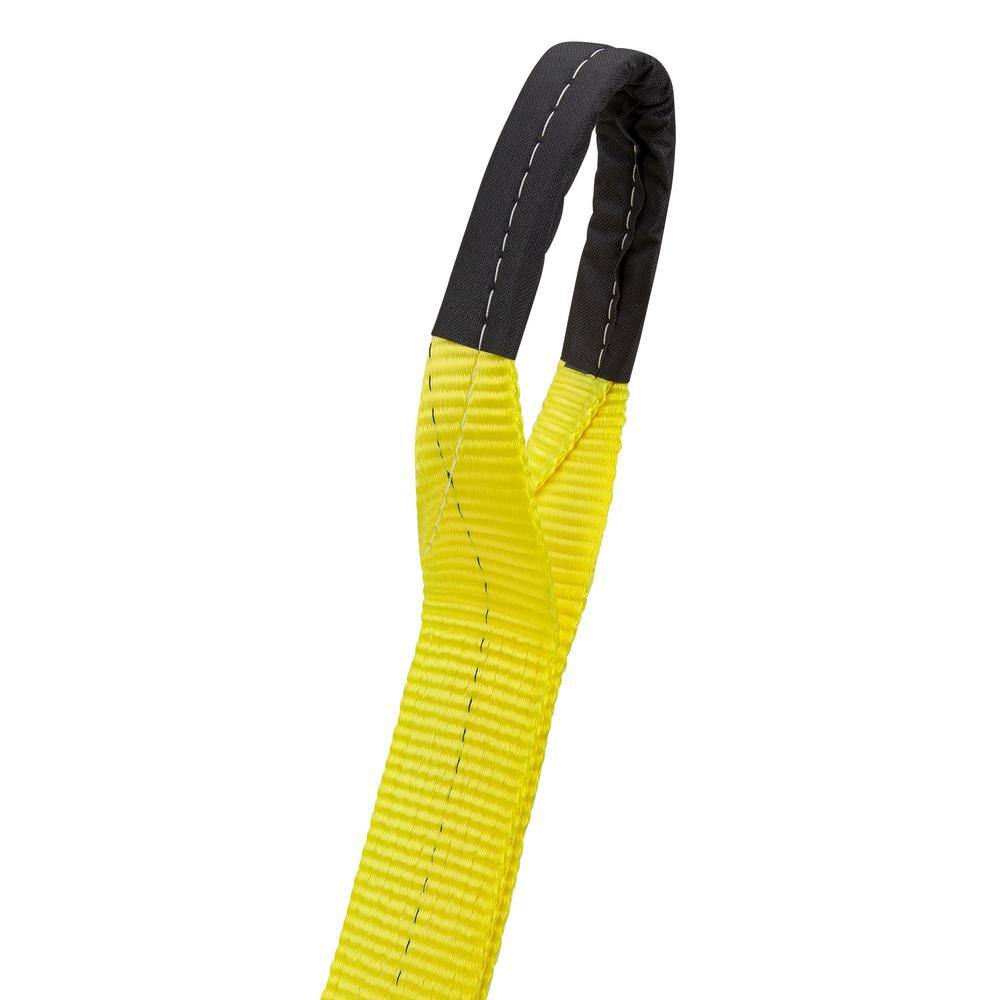 SmartStraps 30 ft. 7500 lb. Working Load Limit Yellow Recovery Tow Rope Strap with Loop Ends 832