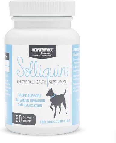 Nutramax Solliquin Chewable Tablets Calming Behavioral Health Supplement for Dogs