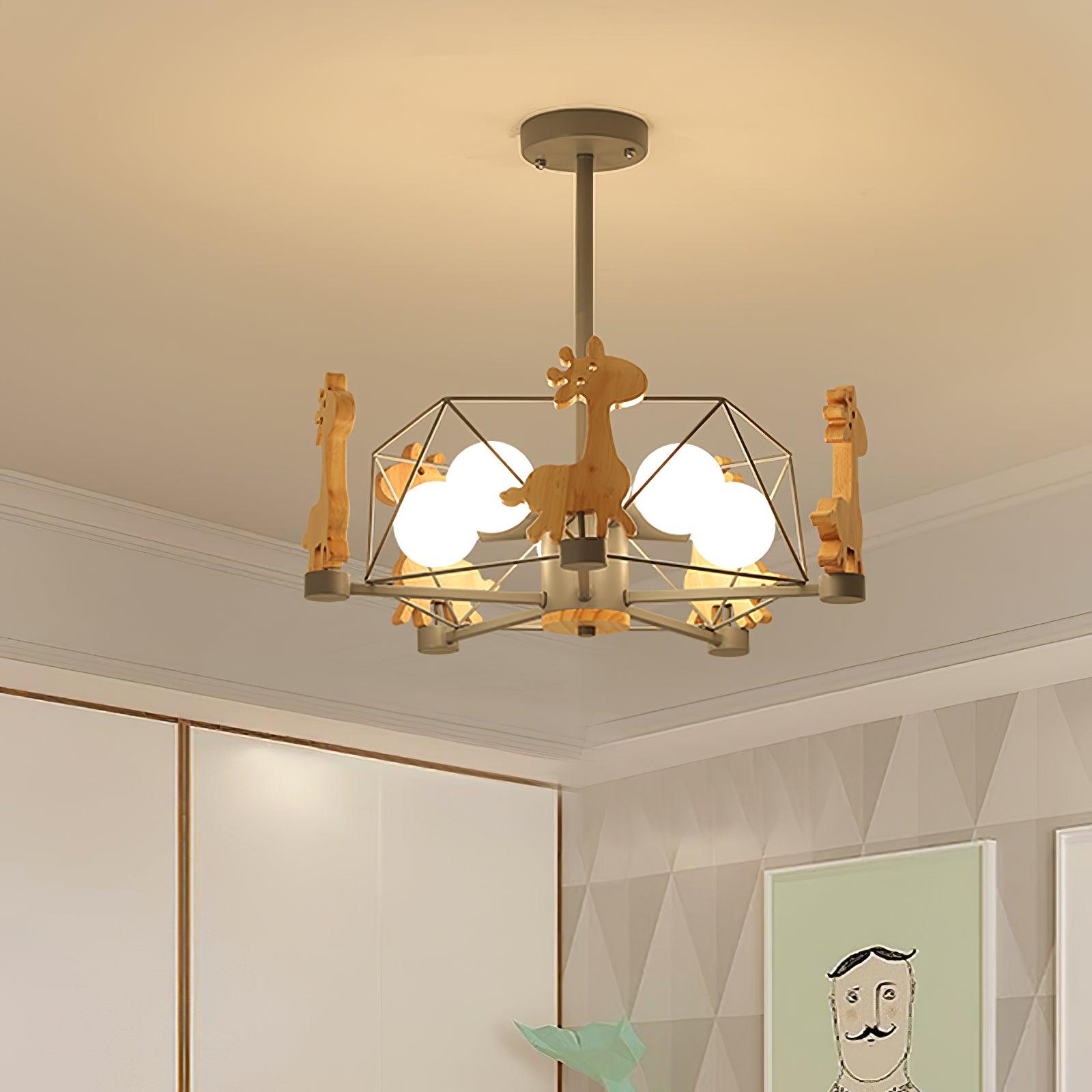 Lovely Deer Wooden Chandelier