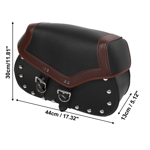 Unique Bargains Adjustable Buckles Motorbike Saddlebag Handlebar Bags Black Brown 1 Pair