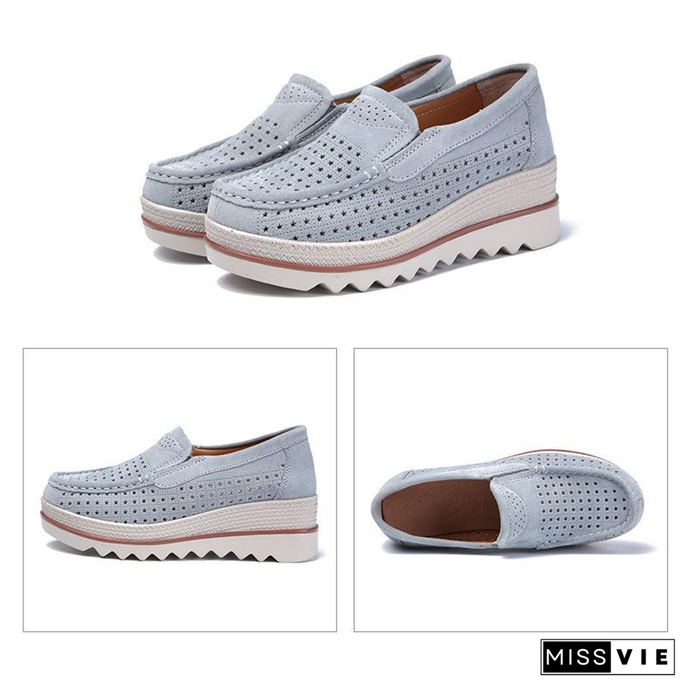 Women Shoes Platform Sneakers Slip on Flats Loafers Moccasins Hollow Out Casual Shoes