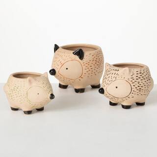 SULLIVANS 4.5quot 4quot and 3.5quot Kitschy Hedgehog Ceramic Planter (Set of 3) N2757