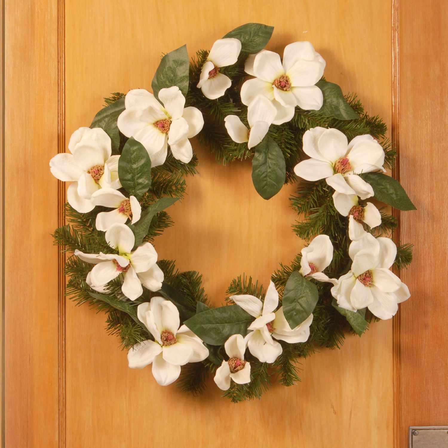 North Valley Spruce Magnolia Artificial Wreath - 24-Inch  Unlit