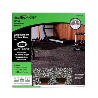 TrafficMaster 18 in. x 18 in. Rubber GymExercise Flooring Tiles with Nike Grind (14.32 sq. ft.) (6-Pack) Colors will Vary 58807