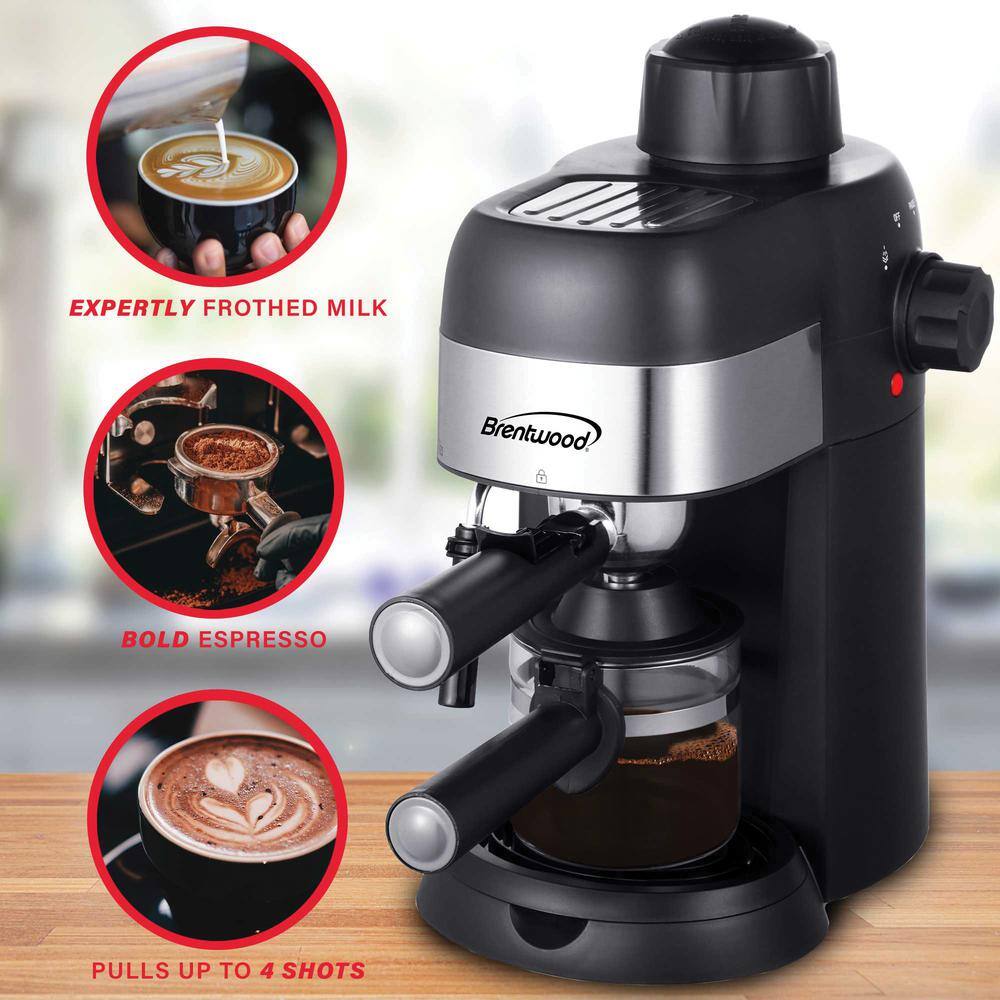 Brentwood 4-Cup Stainless Steel Espresso and Cappuccino Maker Machine GA-134BK